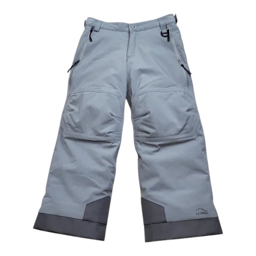 LL BEAN Youth Snow Pants TEK Heavy Duty Adjustable Waist Grow Cuffs Gray